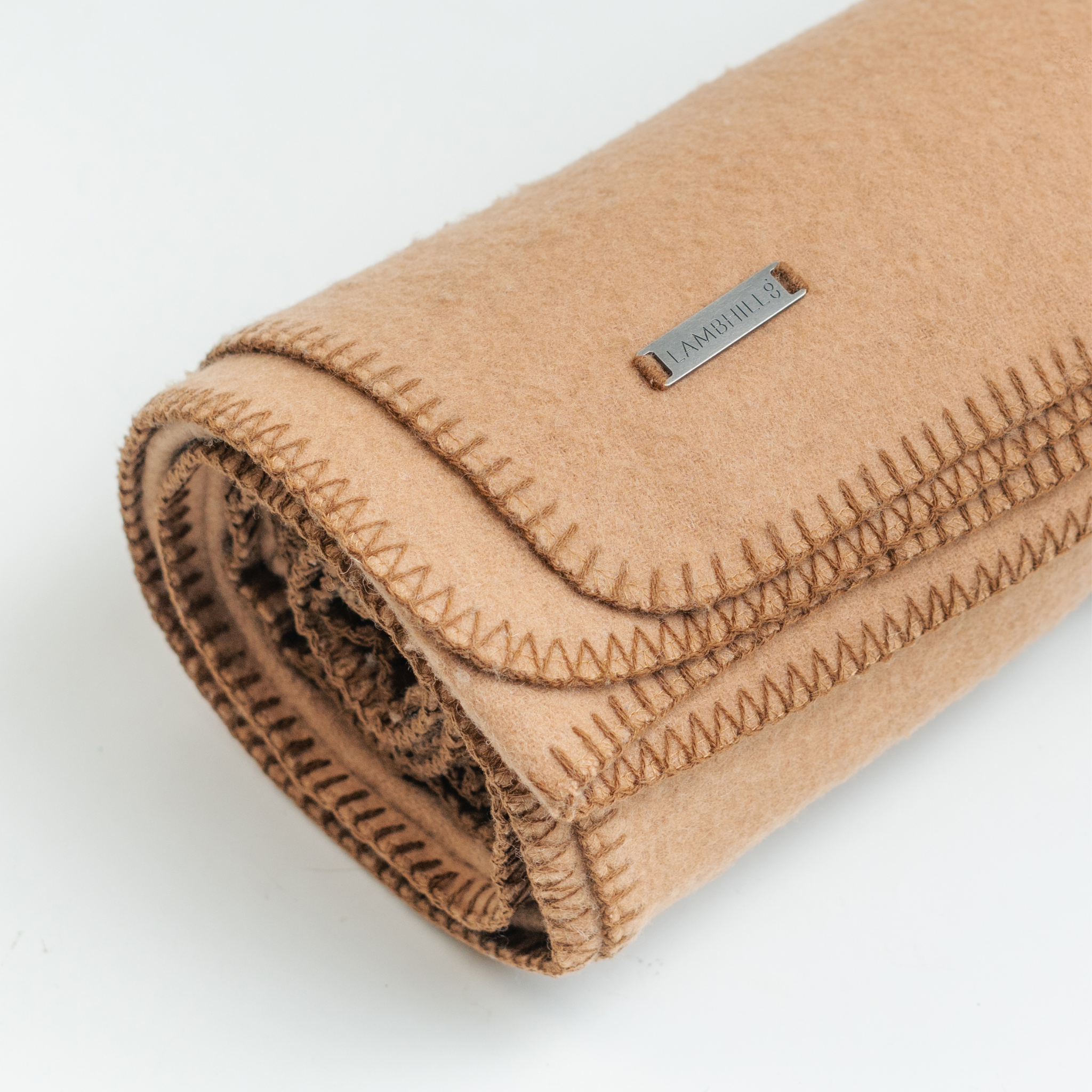 Sahara Brown Wool Blanket by LAMBHILL CO. w/ Vegan Leather Belt