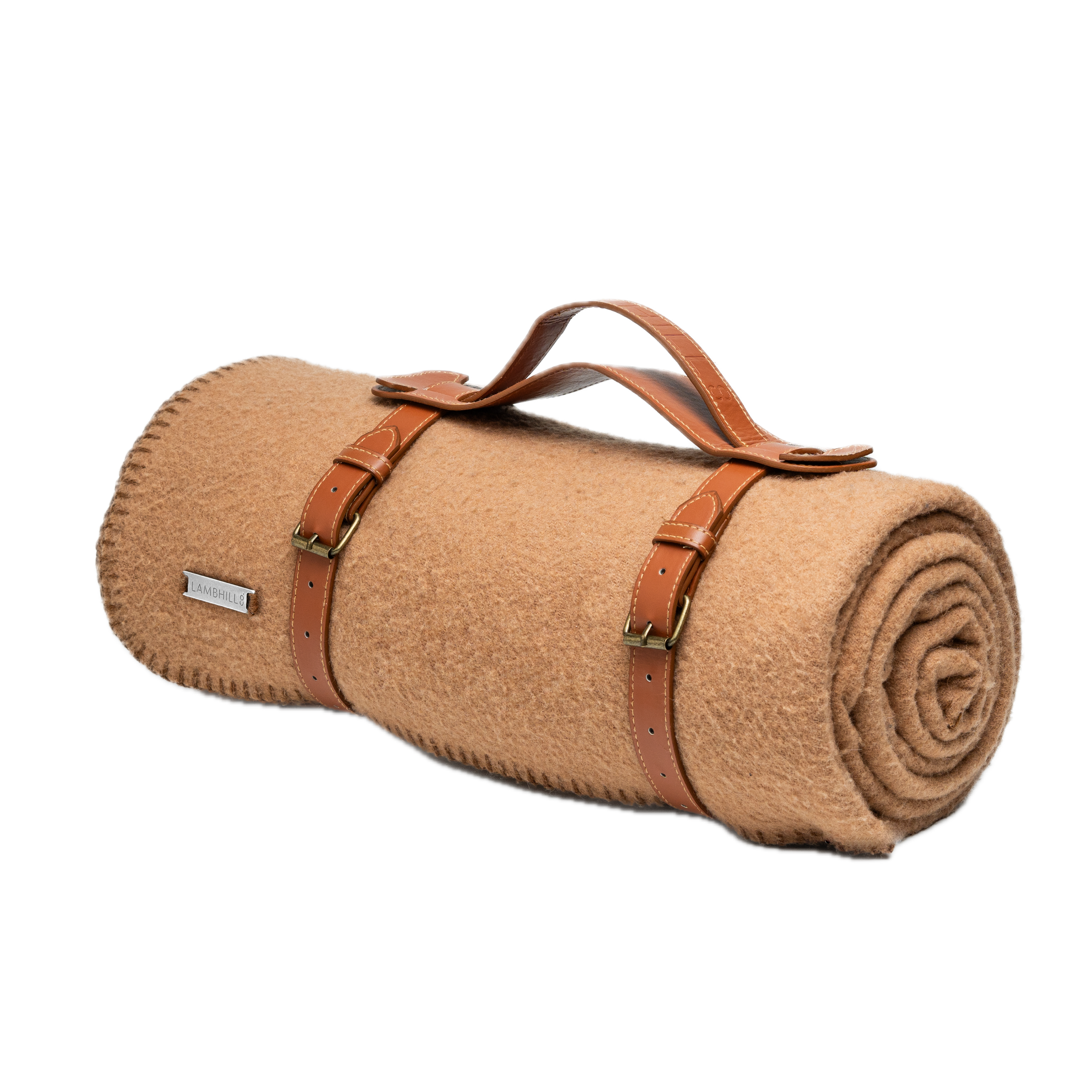 Sahara Brown Wool Blanket by LAMBHILL CO. w/ Vegan Leather Belt